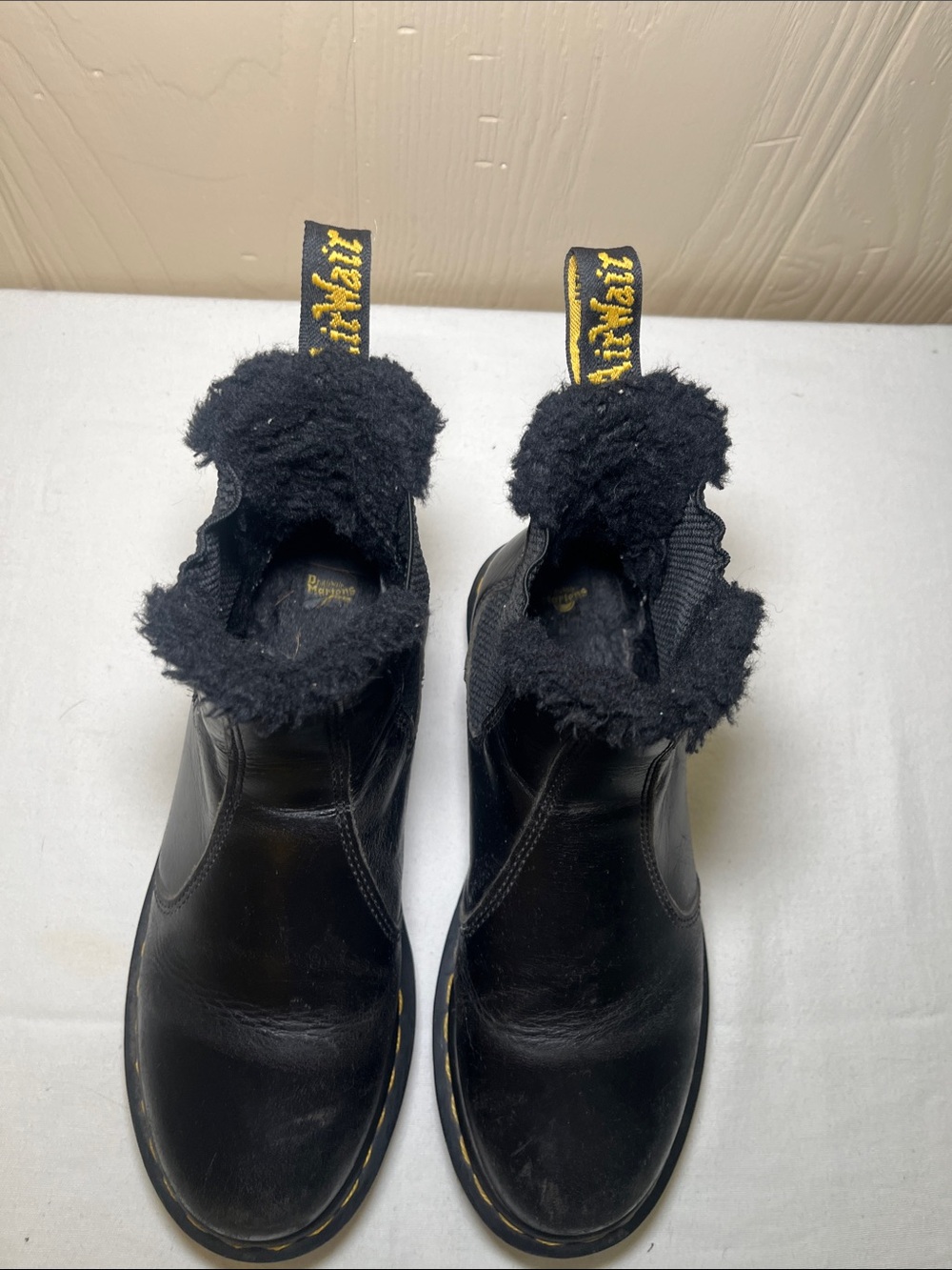 Dr. Martens Black Leather Shearling Chelsea Boots